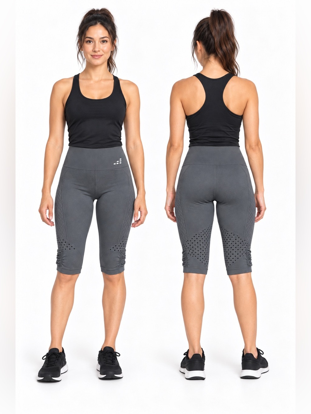 BCG Gray Capri Leggings with Laser-Cut Detail